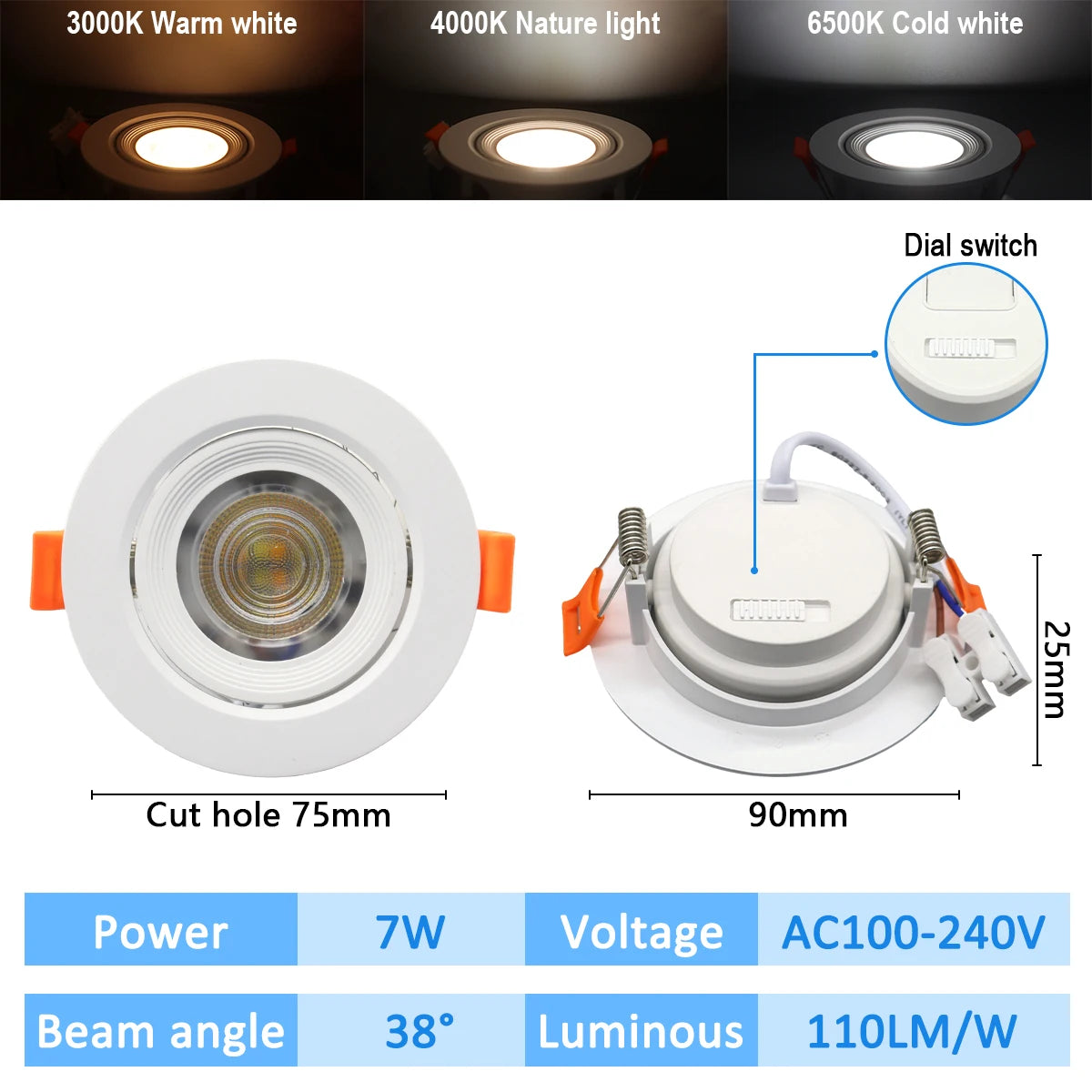 1-10pcs Led Surface Mounted Spot Downlight CCT 3000/4000/6500K Anti-glare Ceiling Lamp Foldable Spotlights for BedRoom Bathroom