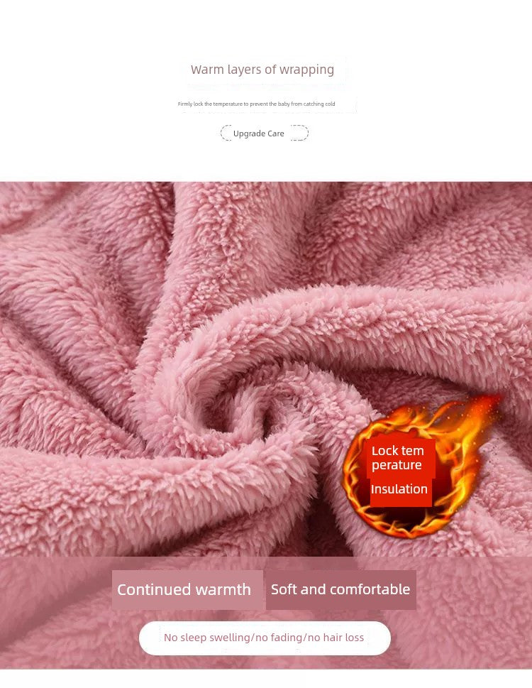 Baby Fur Fleece-Lined Jumpsuit Winter Thicken Thermal Male and Female Baby Clothes Outwear Hooded Romper Jumpsuit