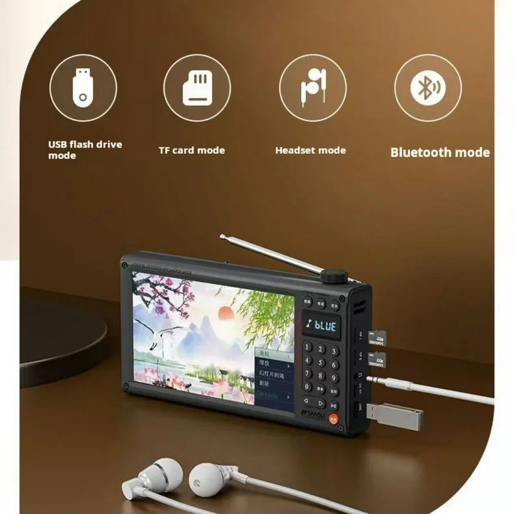 Sansui F70 7-Inch FM Radio MP4 Card Video Player High Definition Screen Multi-purpose Bluetooth E-book Reading Wireless Speaker