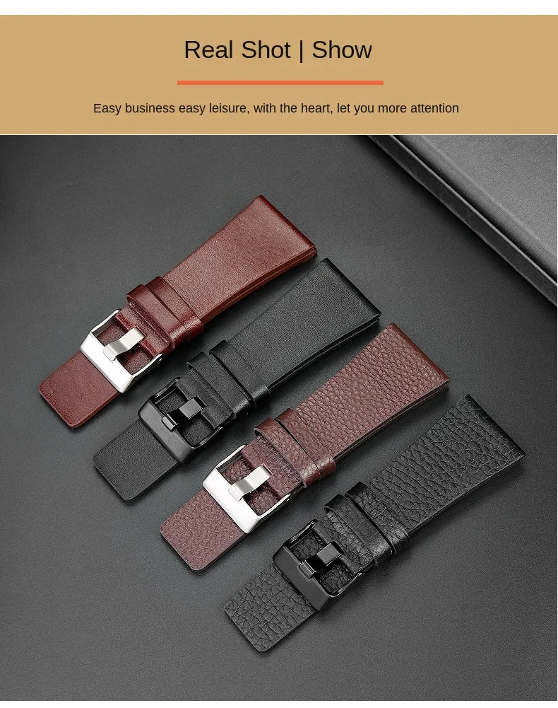 22/24/26/28/30/32mm For diesel Genuine Leather Strap Bracelet DZ7311 DZ7332 DZ7314 DZ1405 DZ4323 Watch Band Man's Black Brown
