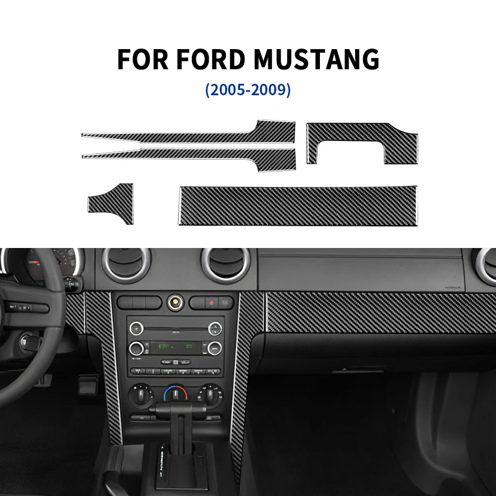 Real Soft Carbon Fiber Sticker For Ford Mustang 2005 2006 2007 2008 2009 Accessories Interior Trim Car Gear Shift Panel Cover