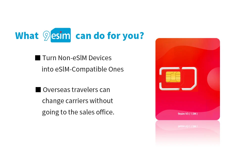 9eSIM V0 Global Physical ESIM Card, 15 Profiles and STK Menu, Unlimited Downloads