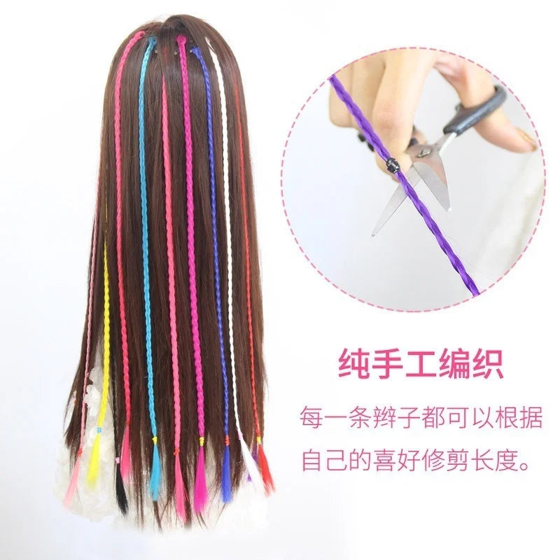 Wig female hair color hand-woven braid pigtail hair extension hair straight hair without hair extension color random