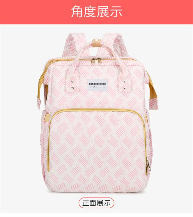 Baby Diaper Bag with Stroller Hooks Portable Baby Crib Diaper Changing Pad Baby Carrier Bag for Activity Mom Backpack 30*20*40cm