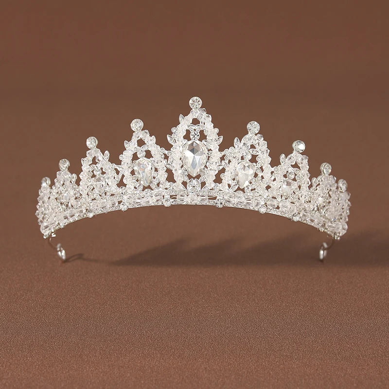 Fashion Gold Silver Color Crystal Crowns For Kids Child Girls Pearls Tiaras Diadems Wedding Hair Accessories Bridal Jewelry