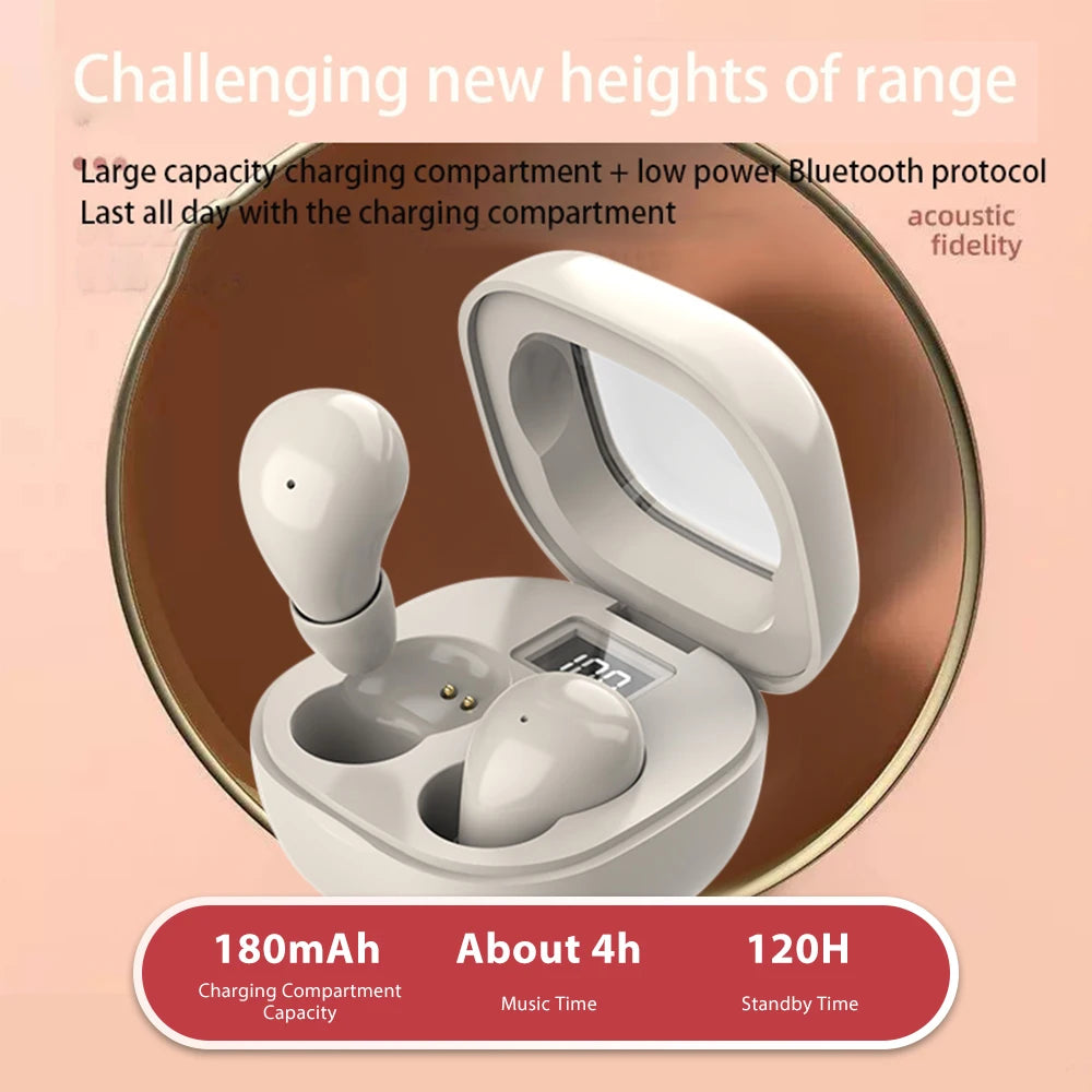 Mini Headphones Invisible Bluetooth 5.3 Earphones TWS Wireless in-ear Headsets HIFI Stereo Noise Reduction Earbuds For iPhone