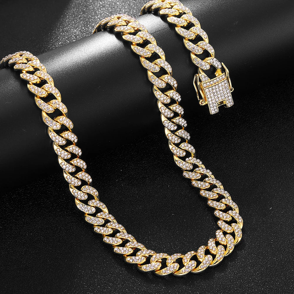 Iced Out Watch 3PCS Hip Hop Luxury Watches Jewelry Set Mens Women Watch Necklace Bracelet Bling Cuban Link Chain Choker Gift