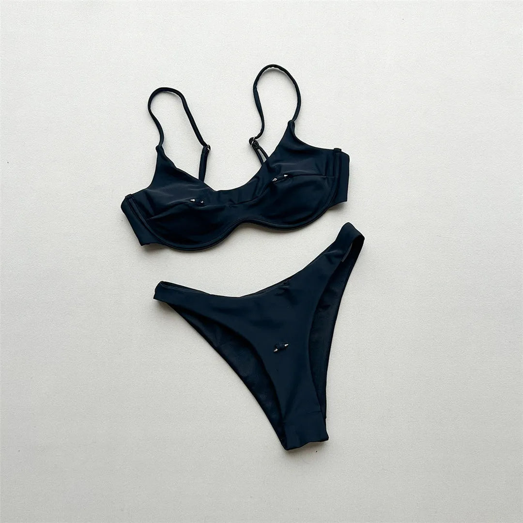 New Underwired Bikini Female Swimsuit Women Swimwear Two-Pieces Bikini Set Brazilian Padded Bather Bathing Suit Swim V7743