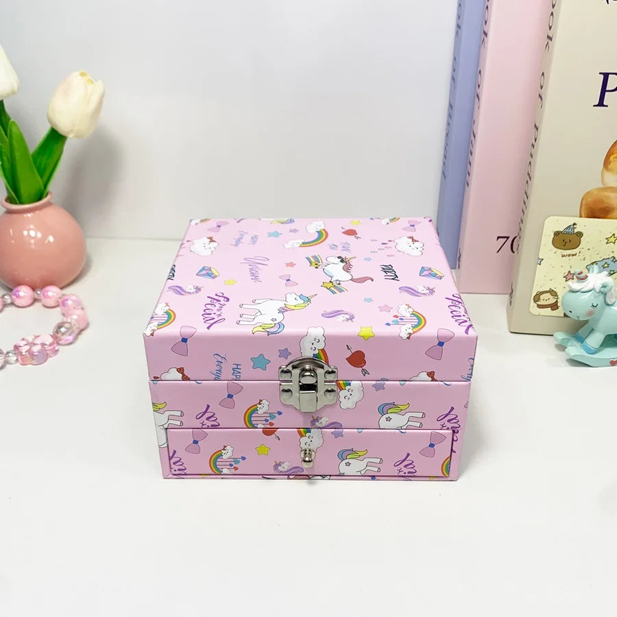 1pc Music Box with Drawer Mirror Rotating Ballet Dancer and pink pony Jewelry Storage for Ring Necklaces Bracelets Birthday Gift