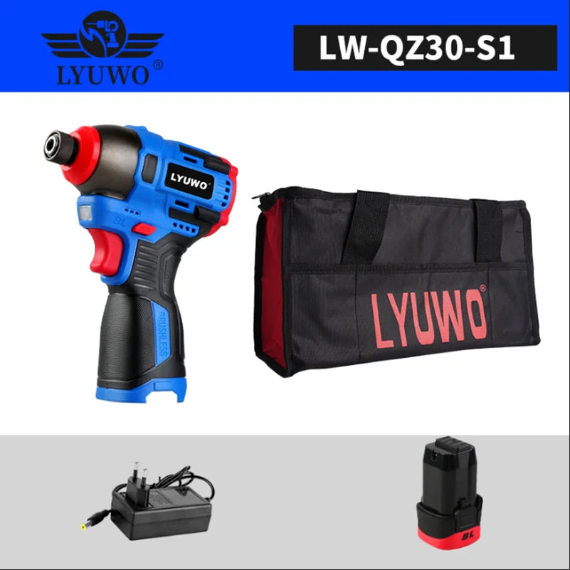 LYUWO 16V Electric Drill Screwdriver 160N.m impact Driver cordless drill Household Multifunction Hit Power Tools