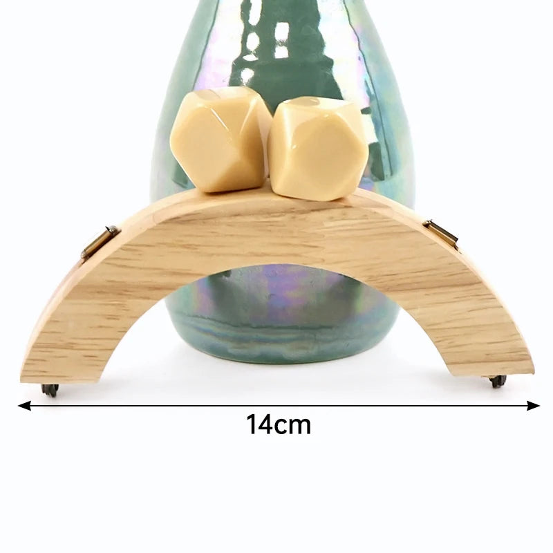 1Pc 14cm Mini Wooden Bag Handle Colored Beads Purse Frame Kiss Clasp Wallet Clourse Clip DIY Handmade Bracket Bags Accessories