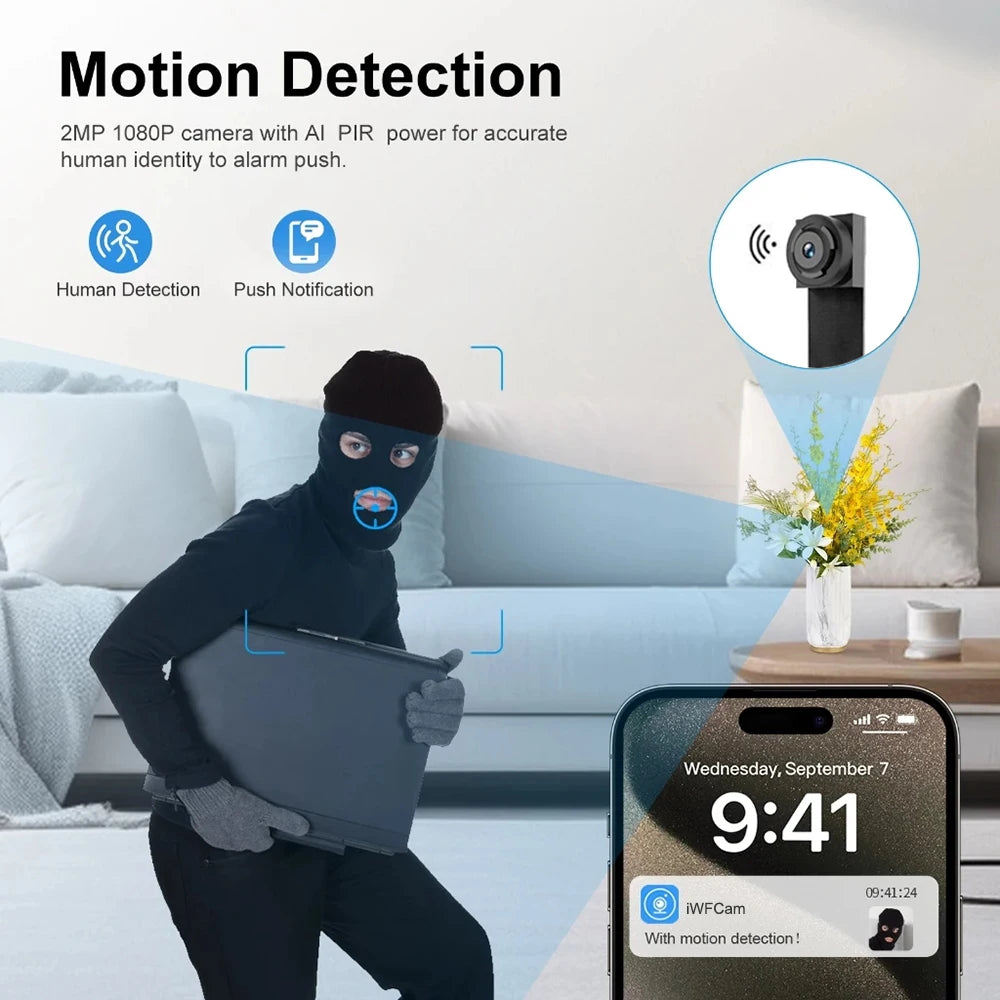 1080P WiFi Mini Camera,Add Card reader DIY WiFi Module Camera Built in Microphone,motion detection,Video Recorder Remote view