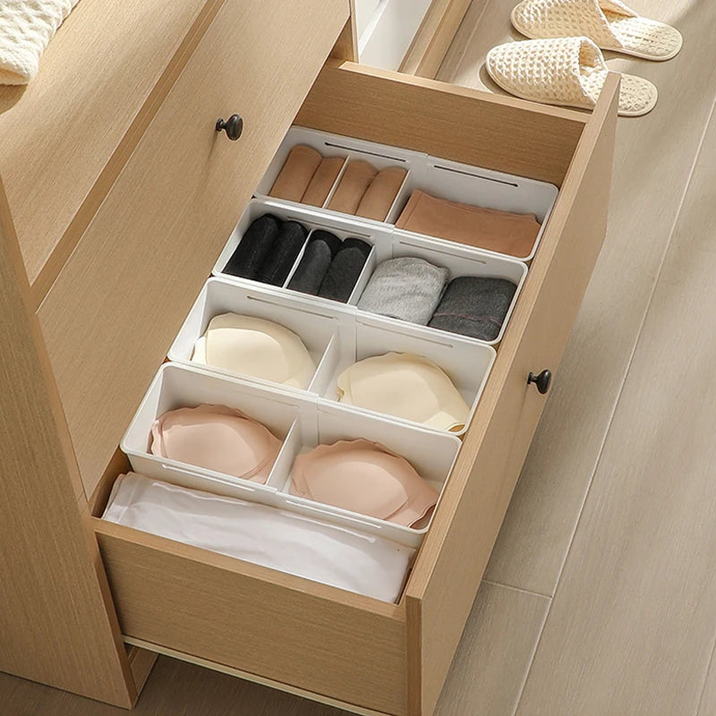 Extendable Drawer Organizer with Adjustable Dividers for Underwear Makeup Socks Office Supplies Kitchen Cabinet Home Storage Box