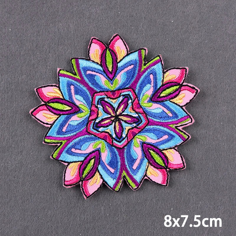 Mandala Iron On Patches For Clothes DIY Embroidery Applique Fusible Patch Ironing Stickers Letters Patch For Jacket Badge