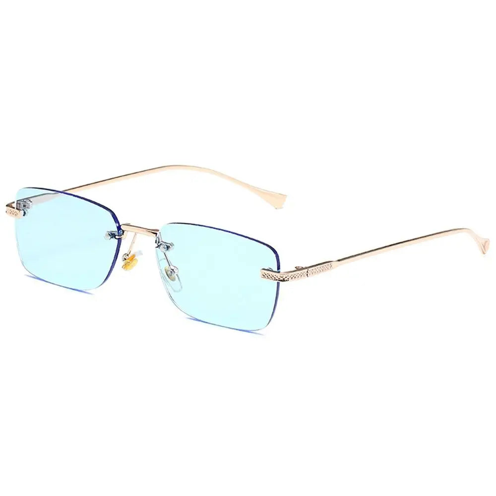 Rimless Square Sunglasses for Women Ins Style Small Rectangle Punk Sun Glasses UV400 Protection Street Shoot Eyewear for Women