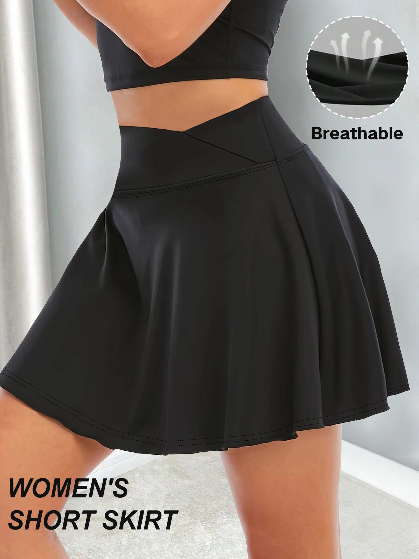 Women's Athletic Skorts - High Waist Tennis Skirt Built-in Safety Shorts UV Protection Stretch Sports Wear