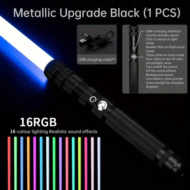 Upgraded Version Gravity Sensing Light Saber 2 In 1 15-color Metal Laser Sword Rechargeable Toy Party Glow Sword,Halloween And C