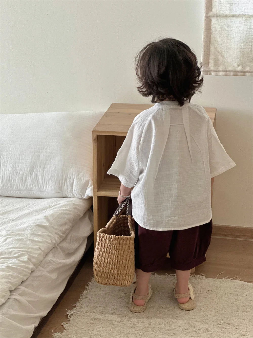 Boys Pants 2025 Summer New Childrens Clothing Korean Fashion Boys Baby Cotton Pure Color Bundle Feet in The Pants Casual Simple