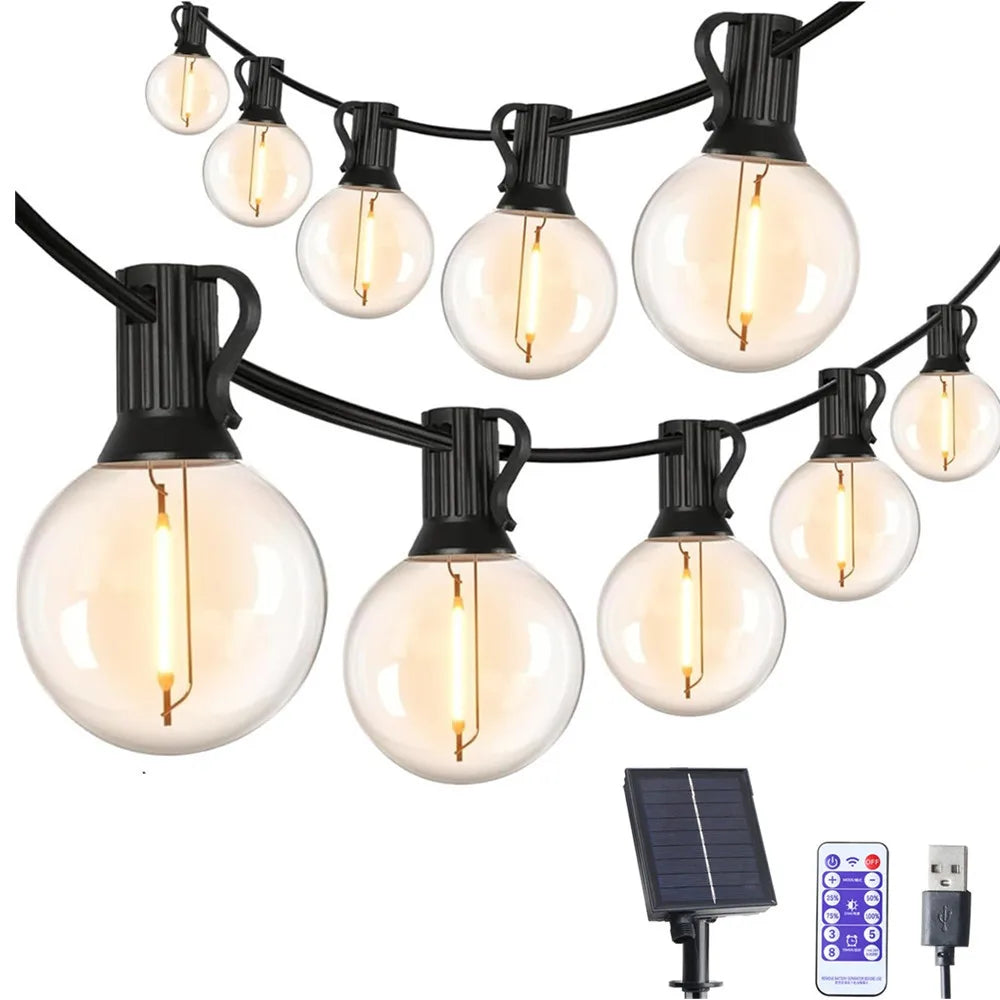 Solar String Lights, Globe Outdoor String Lights with LED Shatterproof Bulbs, Shatterproof Patio Lights for Outdoor Porch Garden