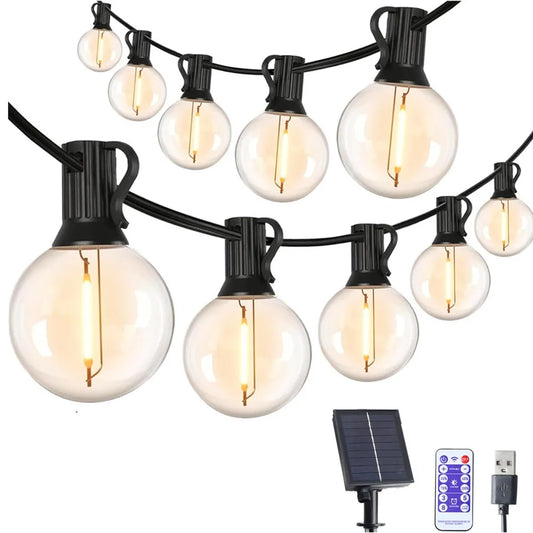 Solar String Lights, Globe Outdoor String Lights with LED Shatterproof Bulbs, Shatterproof Patio Lights for Outdoor Porch Garden
