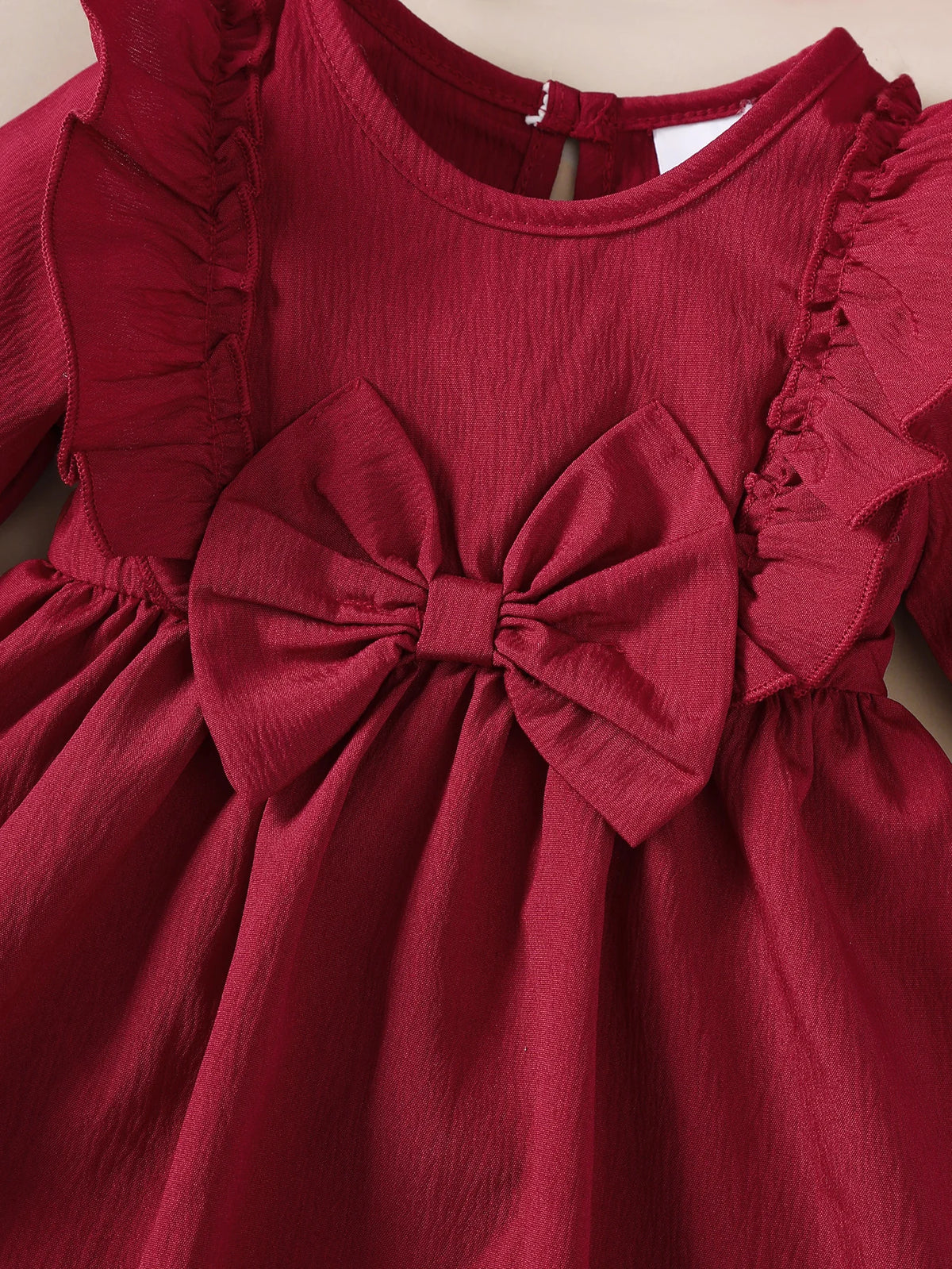 Baby girl Autumn Dress Ruffled Edges and Bow, Long sleeved Dress+Headband for 0-18 Months Cute Baby girl Holiday Party Costume