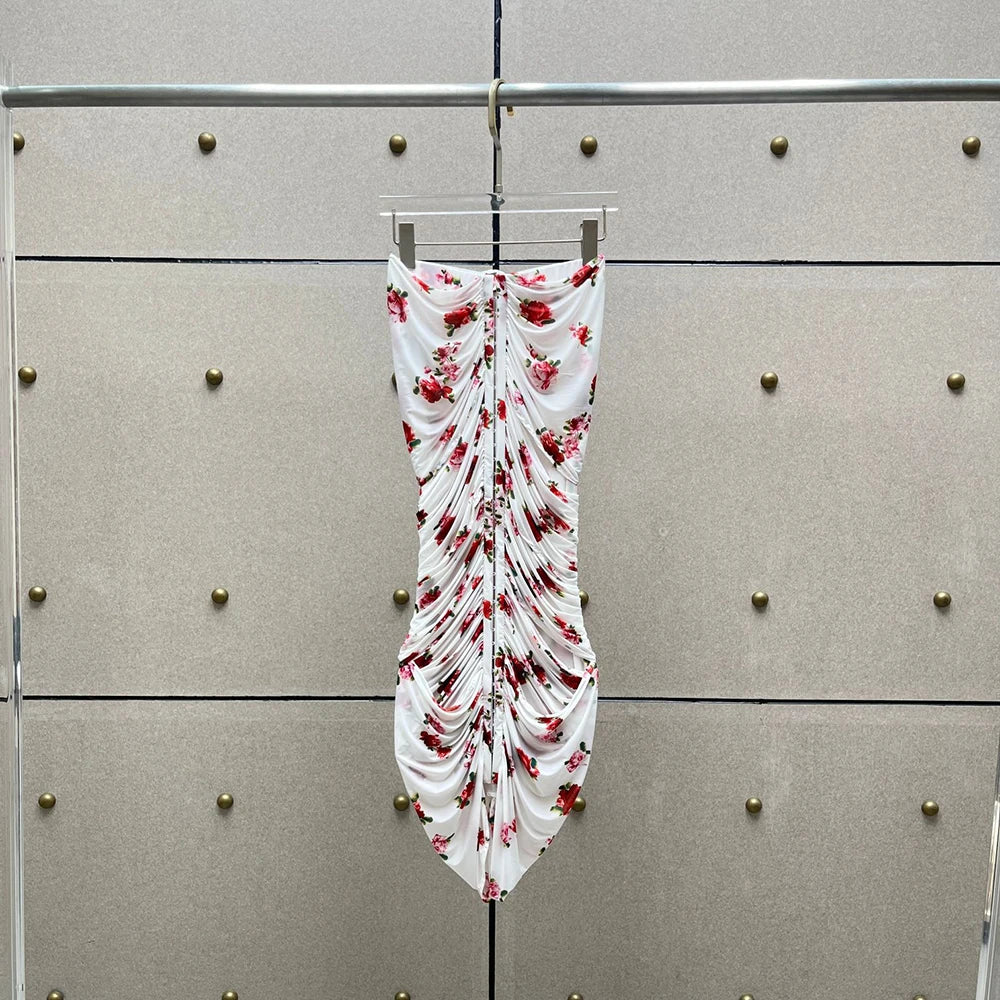 Handmade Floral Women's T Shirt Y2k Pleated Slim Temperament Elegant Round Neck Long Sleeve Blouse 2025 Early Spring New