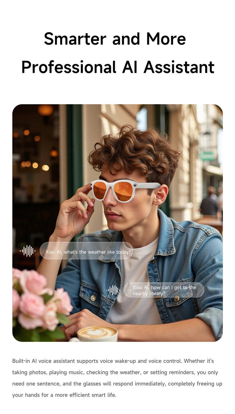 Xiaomi AI Glasses Camera 200w Pixel  Video Recording HD Shooting Voice Assistant Real-timeTranslation Intelligent Recognition