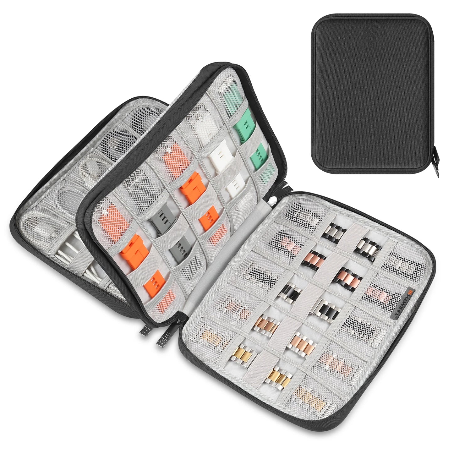 HAWEEL Watch Band Organizer Bag Box Earphones / U Disk / Digital Cable SD Card Phone Adatper Storage Case  25.5 x 20.5 x 4.5cm