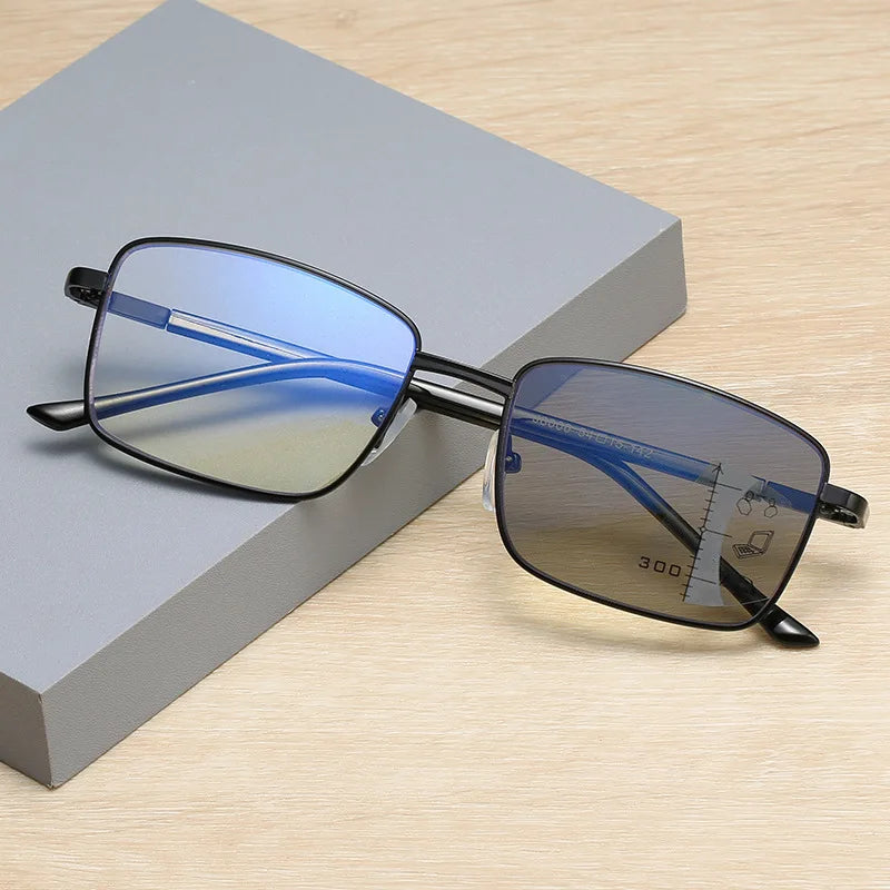 Color Changing Reading Glasses Men Automatic Zoom Progressive Multifocal Presbyopia EyeGlasses +1.0-+4.0 Anti Blue Light Eyewear