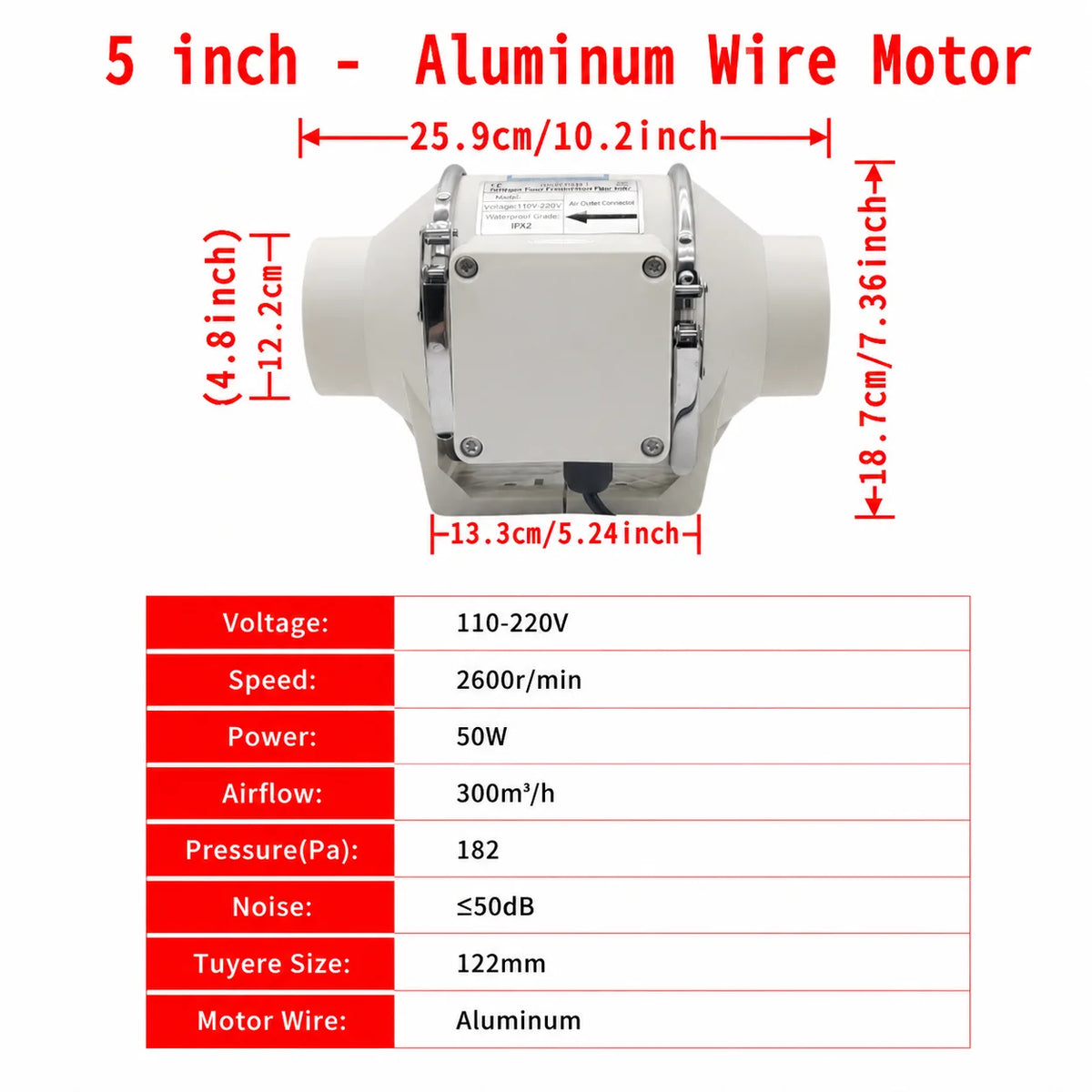 4/5/6 Inch Exhaust Flue Fan Remote Control Mixed Flow Inline Fan 220V High Speed Quiet Exhaust Fan For Home Vents