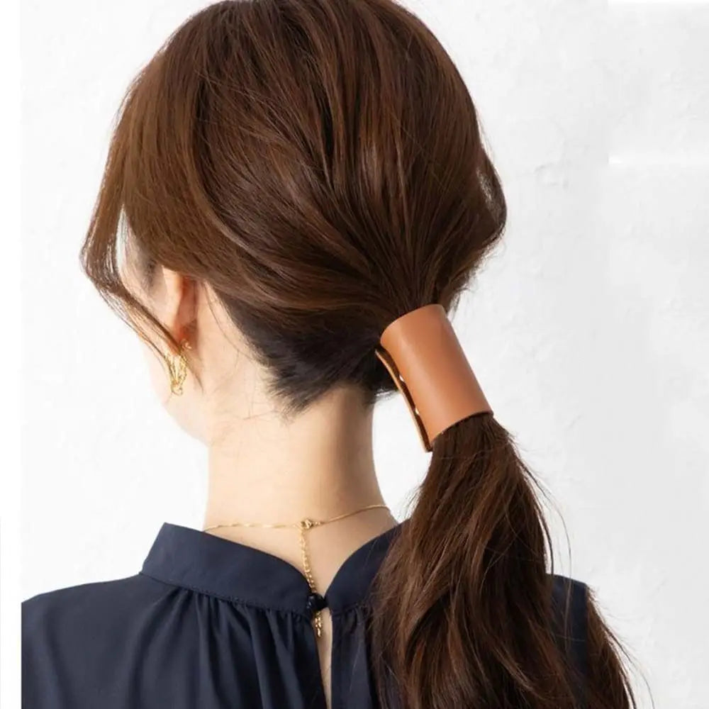 Hair Accessories Girl's Headwear Hair Wrap Korean Style Hair Cuff Ponytail Holder PU Leather Hair Band Women's hair clips