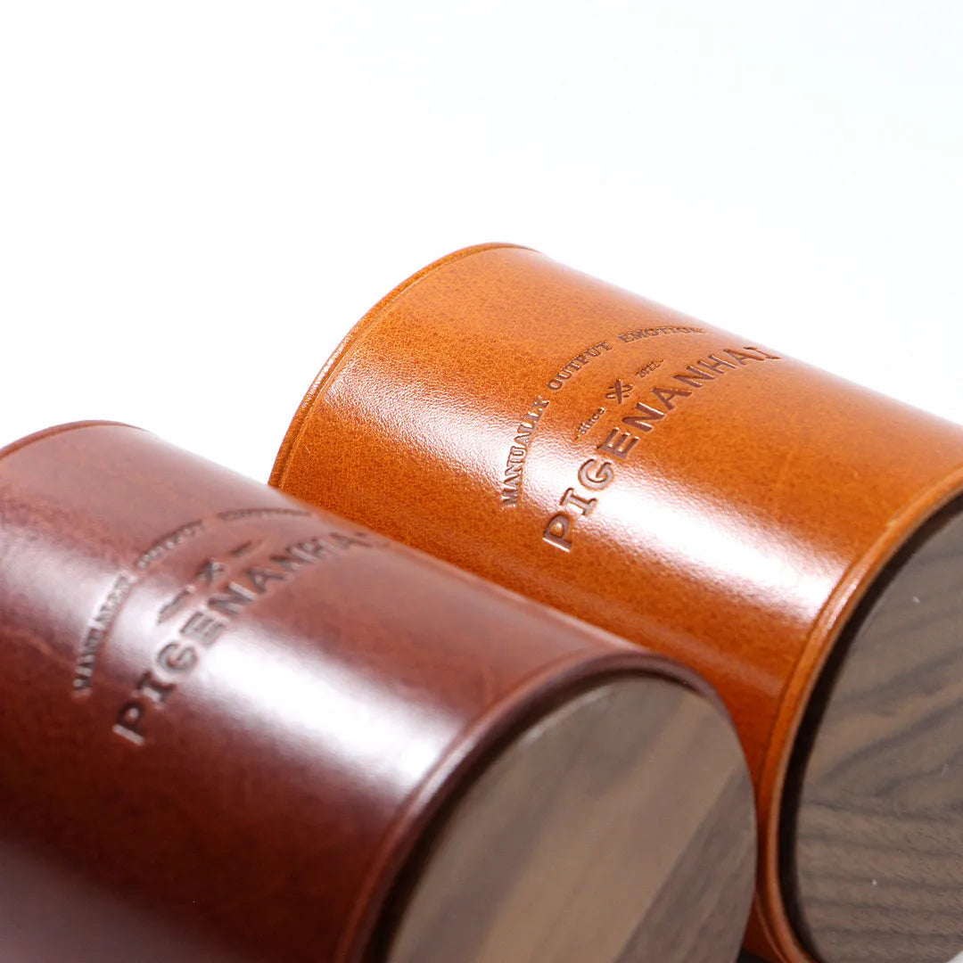 High End Handmade Genuine Leather Solid Wood Pen Holder Cowhide Office Stationery Storage Pen Holder Desk Organizer Holder