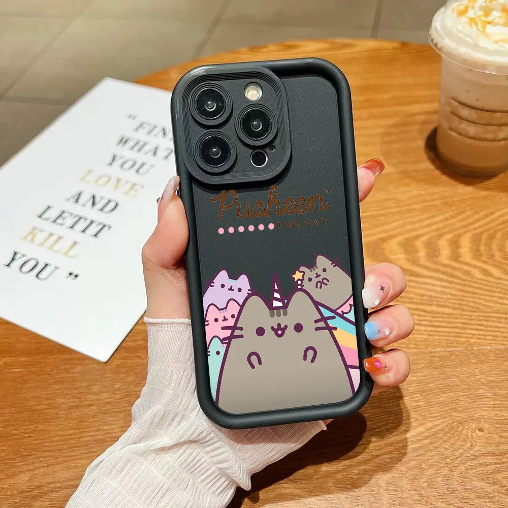 Funny Lovely Pusheen Cat Phone Case For OnePlus 12 12R 11 11R 10R 8T Nord CE Ace 2 3 4 Lite 4G 5G Soft Silicone TPU Back Cover