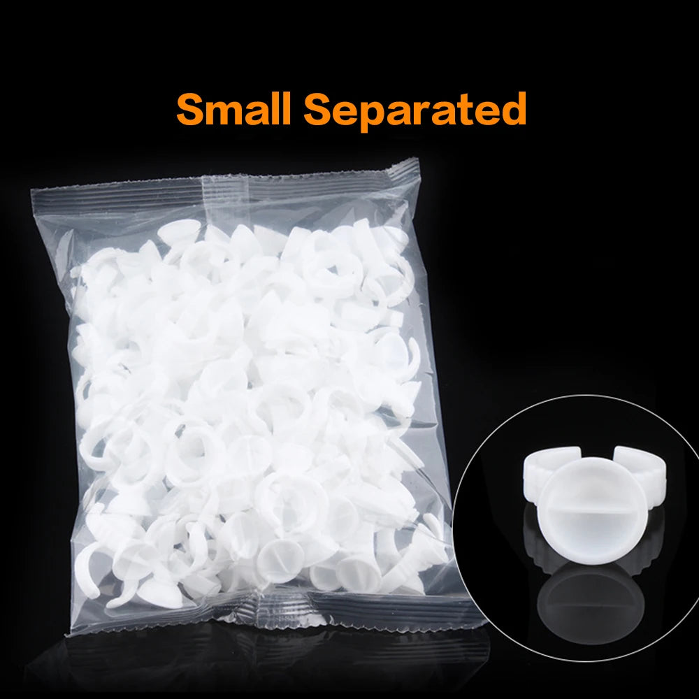 AILEISHI 100Pcs Disposable Eyelash Glue Fan Cup Rings Holder Container Tattoo Pigment Eyelash Extension Tools Lash Supplies