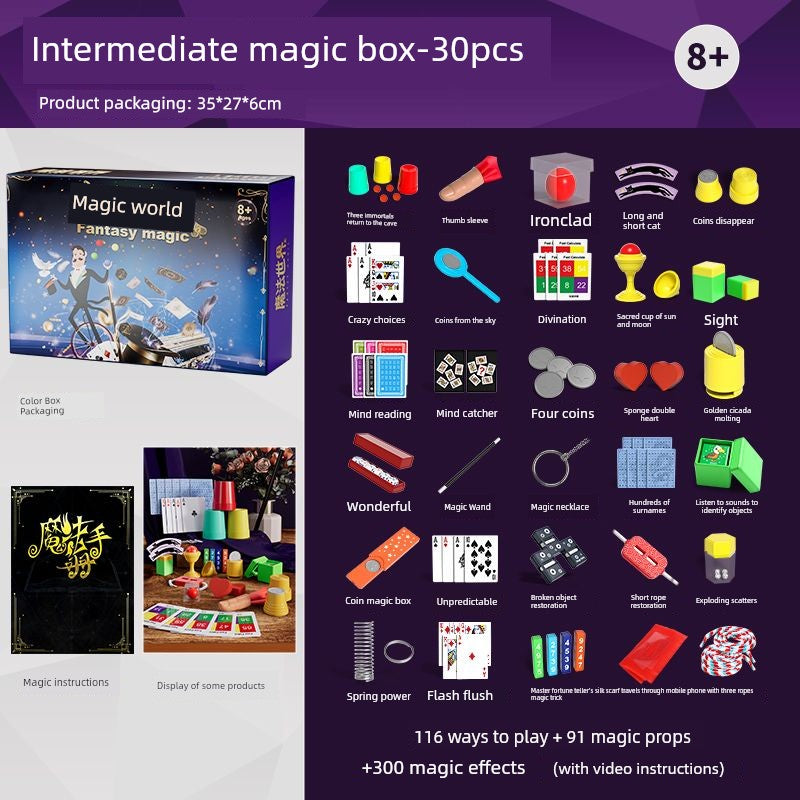 Children's Magic Props Toy Gift Box Close-Up Kindergarten Performance Set Magic Tricks Boy's Birthday Gift Shocking