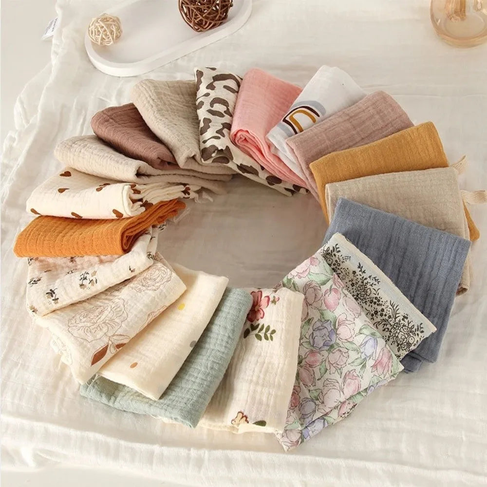 4-Layer Pure Cotton Portable Washcloth for Newborns - Soft Absorbent Square Gauze Towels for Burping High Quality