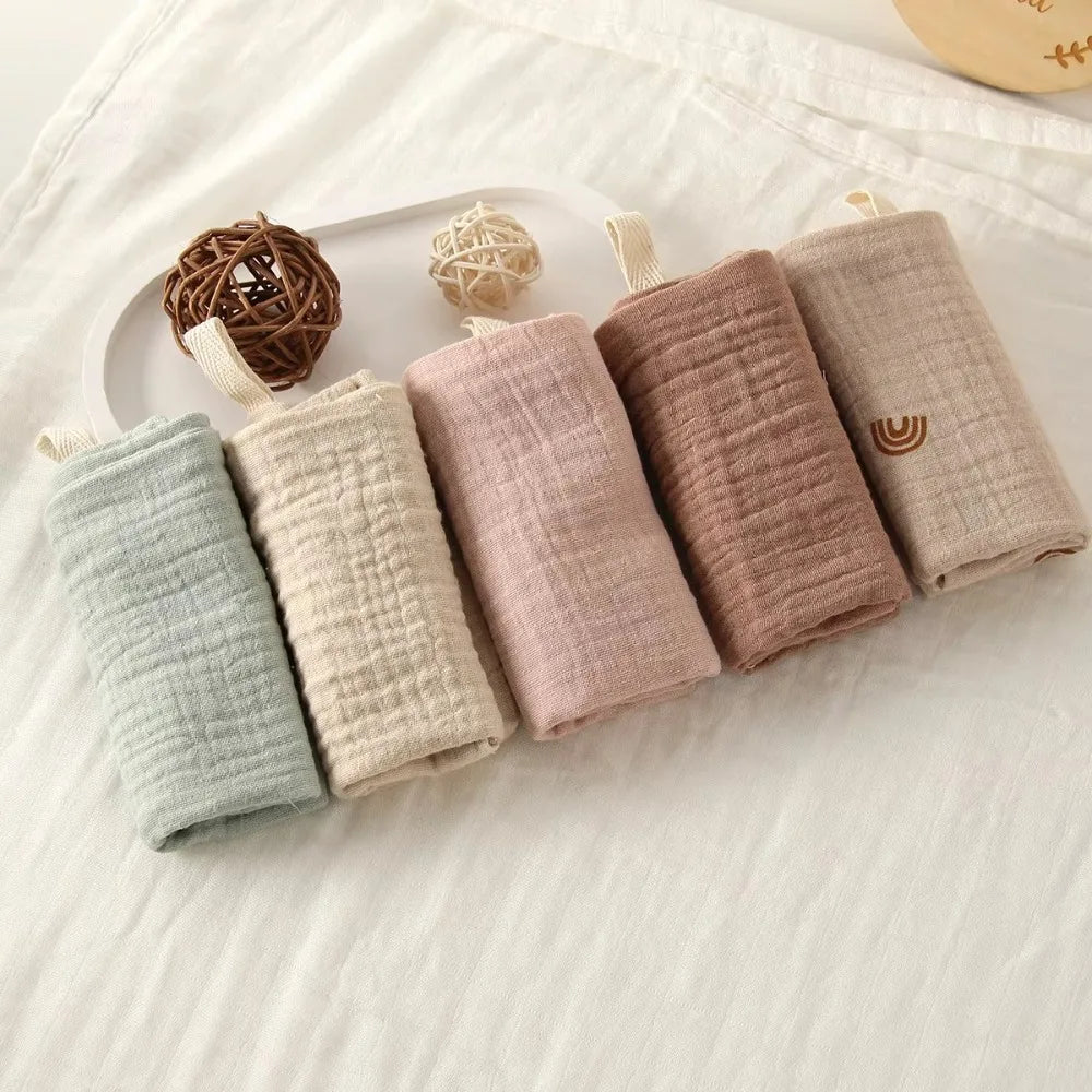 3/5Pcs 6-Layer Pure Cotton Baby Cotton Washcloth Soft Gauze Cotton Newborn Burp Cloth Absorbent Baby Towels Square Towels