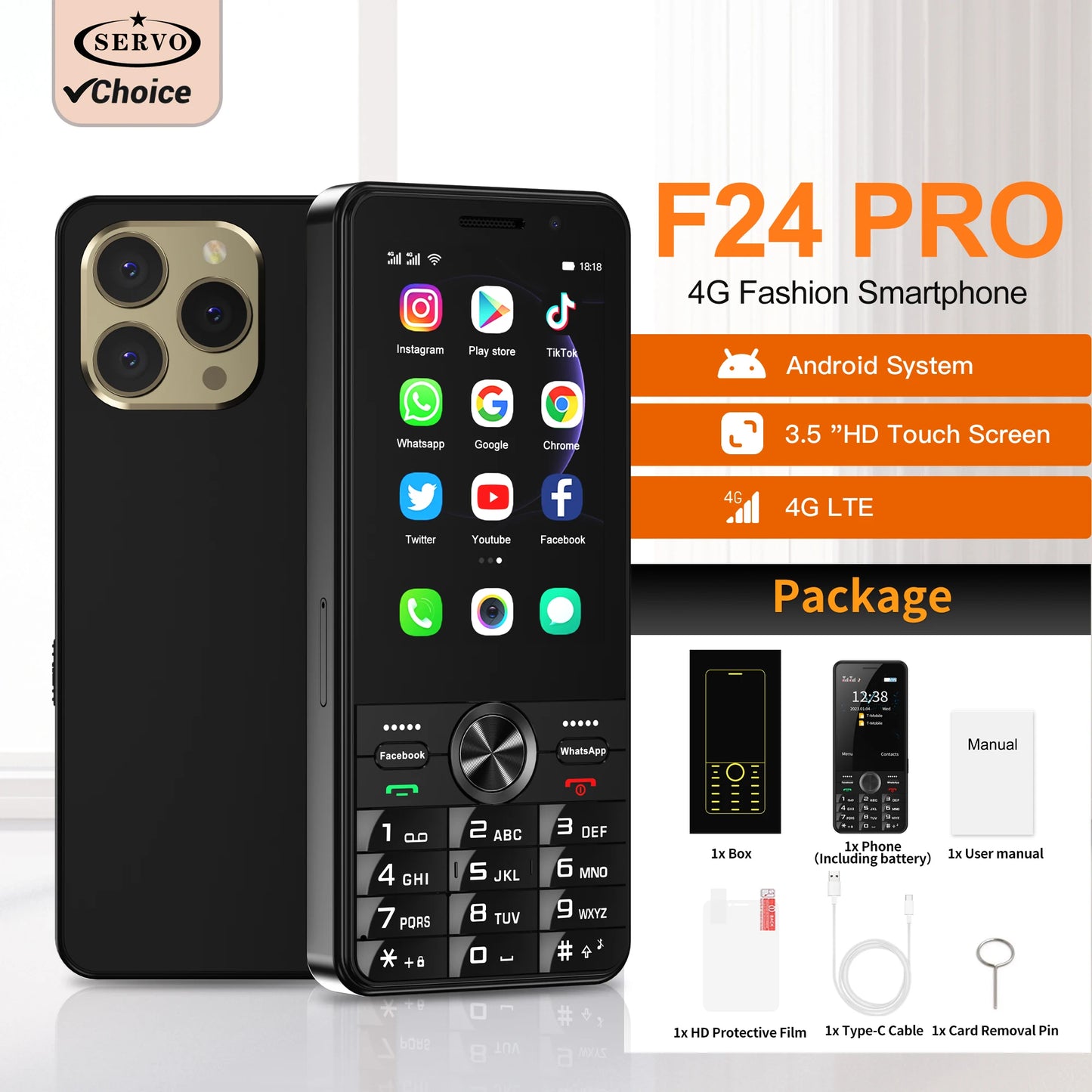 2025 New 4G Network Android Smart Phone 3.5" Screen 2 SIM Dual Camera Android 8.1 2+16GB WIFI GPS Play Store Mobile Phone Type-C