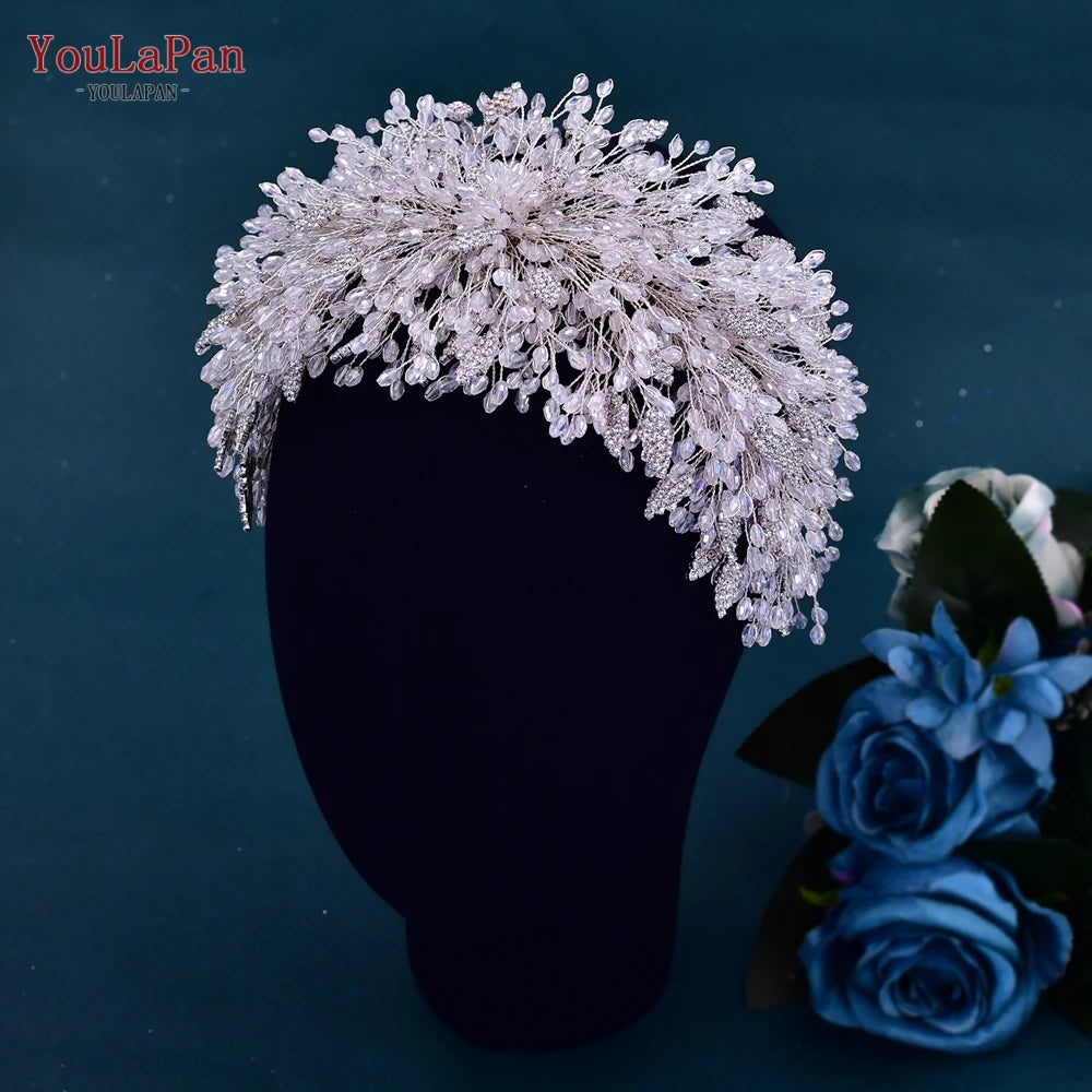 YouLaPan Bridal Hair Accessories Wedding Headband Rhinestone Headdress Bride Tiara Prom Wedding Hair Jewelry Queen Crown HP431