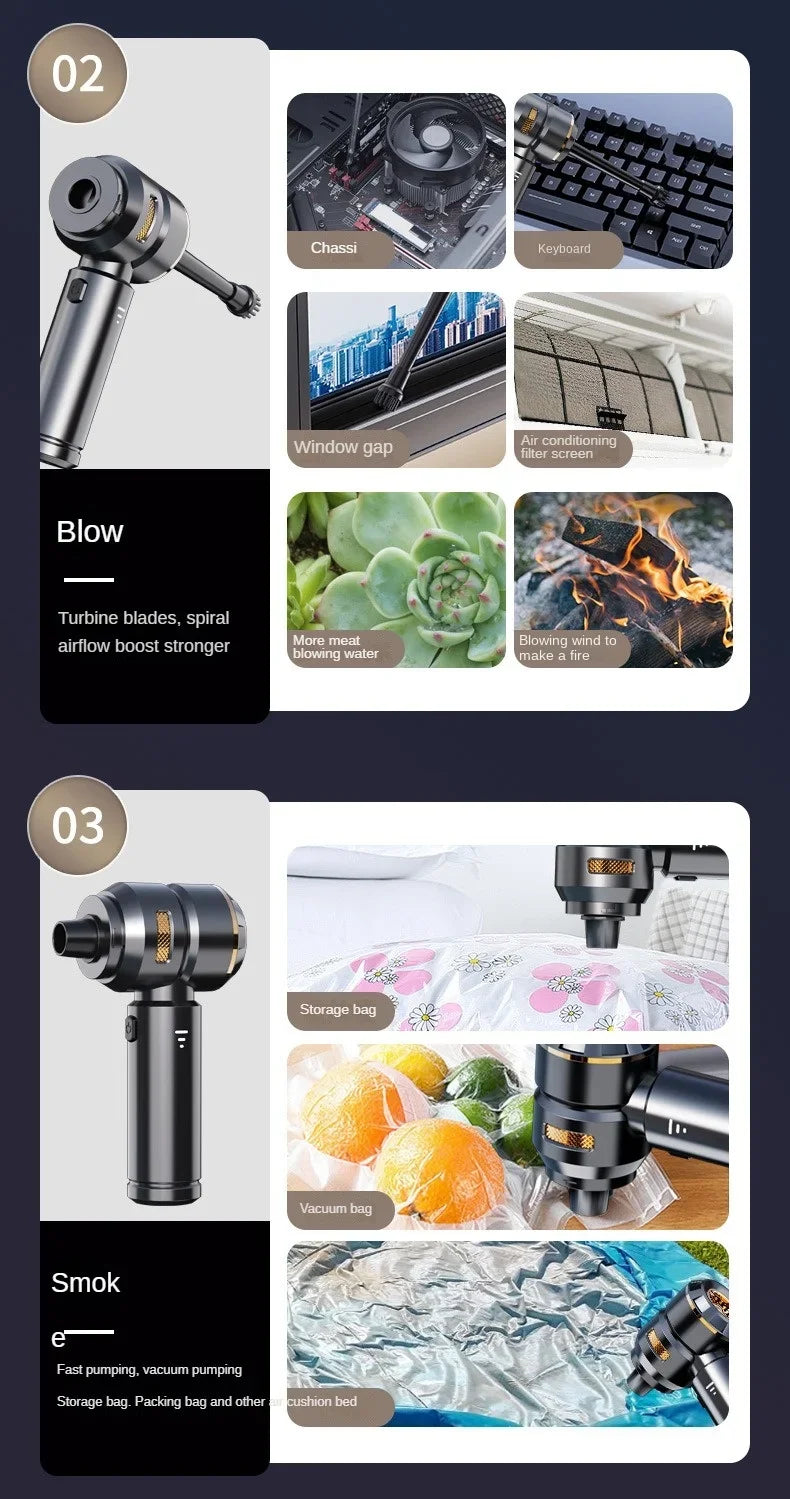 Car Vacuum Cleaner High Power Portable Handheld Wireless Brushless Motor Cleaning Machine Powerful Air Duster for Home Appliance