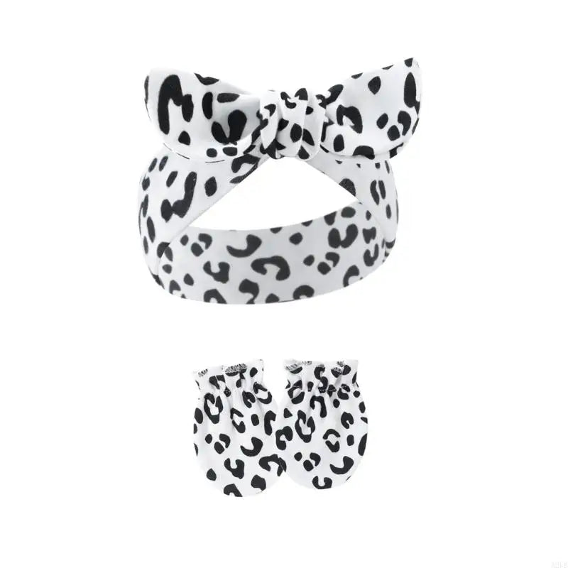 Baby Hair Accessories Set Breathable Head Wrap with Mittens Scratches Resistant for Infants Children Daily Use A2UB