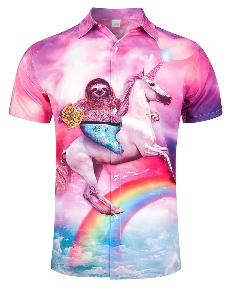Men's Hawaiian Beach Shirt 3D Print Animal Funny Tee Top Casual Short Sleeve Button Down Holiday Aloha Shirts Streetwear