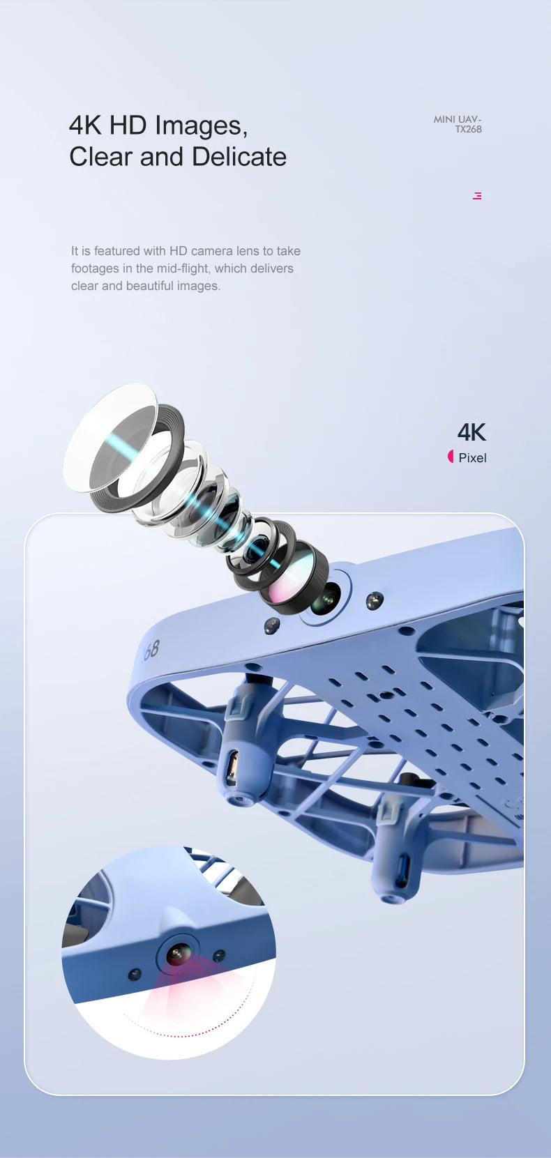 Mini Drone With 4k Professional Camera Air Hover 360° Roll Wide-Angle Camera Portable Long Life Remote Control Helicopter Toy