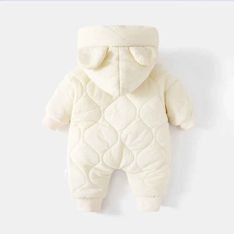 2026 Spring Autumn Hooded Infant Newborn Baby Rompers Fleece Padded Cartoon One-pieced Outdoor Outfit for Baby Boys Girls