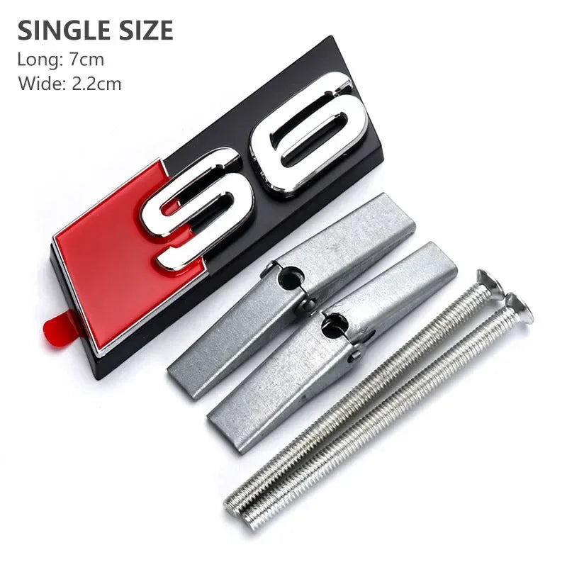 3d ABS Chrome Black Logo S3 S4 S5 S6 S7 S8 Emblem Honeycomb Car Front Grille Bdage For Audi S 3 4 5 6 7 8 Accessories