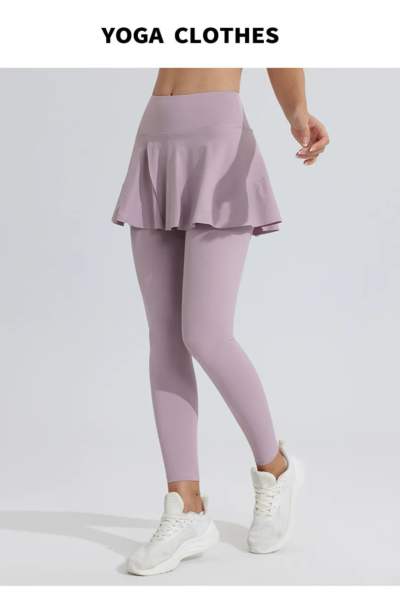 New Yoga Pants Women's High Waist Tennis Skirt Fitness Speed Drying Running Pocket Sports Skirt Tight Pants