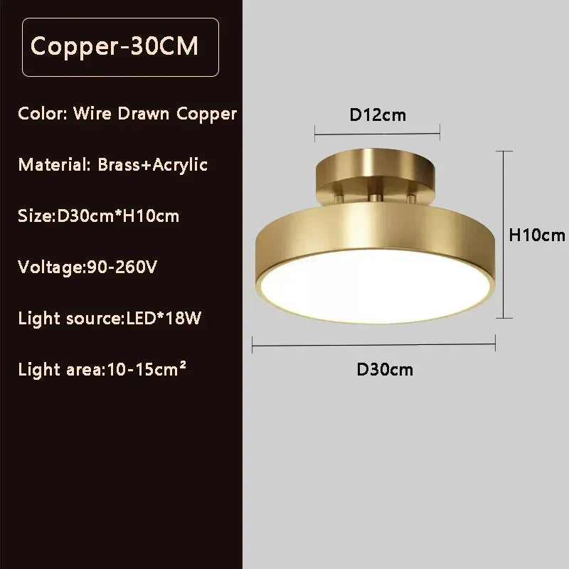 Modern LED Ceiling Light Aisle Lighting Lamps Corridor Stairs Balcony Corner Round Black Copper LED Home Decor Fixtures Lustre