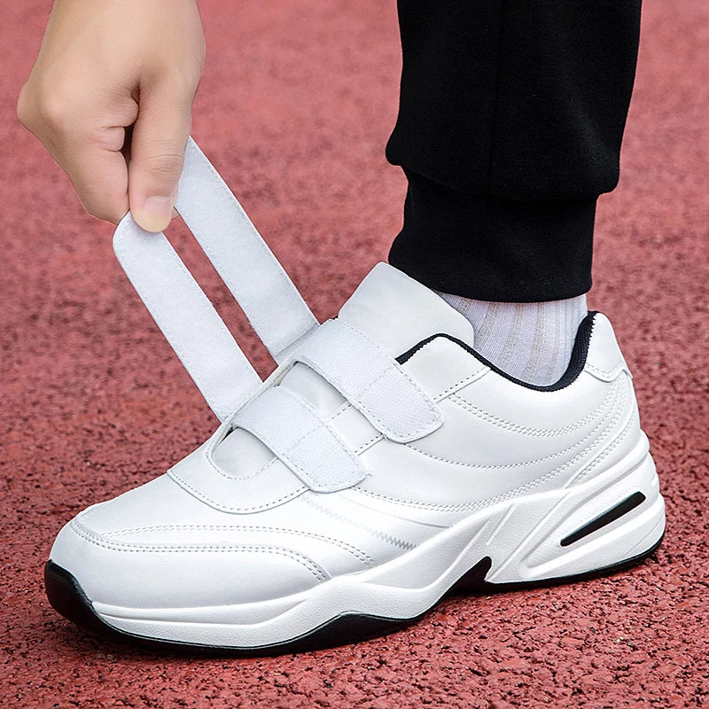 Large Size 48 White Casual Sneakers Men Comfy Leather Lightweight Men's Sports Shoes Outdoor Non-slip Walking Shoes Man Trainers