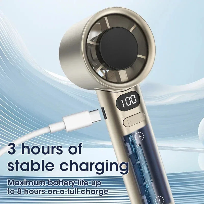 Mini Handheld Fan Portable Personal Highspeed Fans With Power Display USB Rechargeable 120 Wind Speeds Mini Handheld Fan