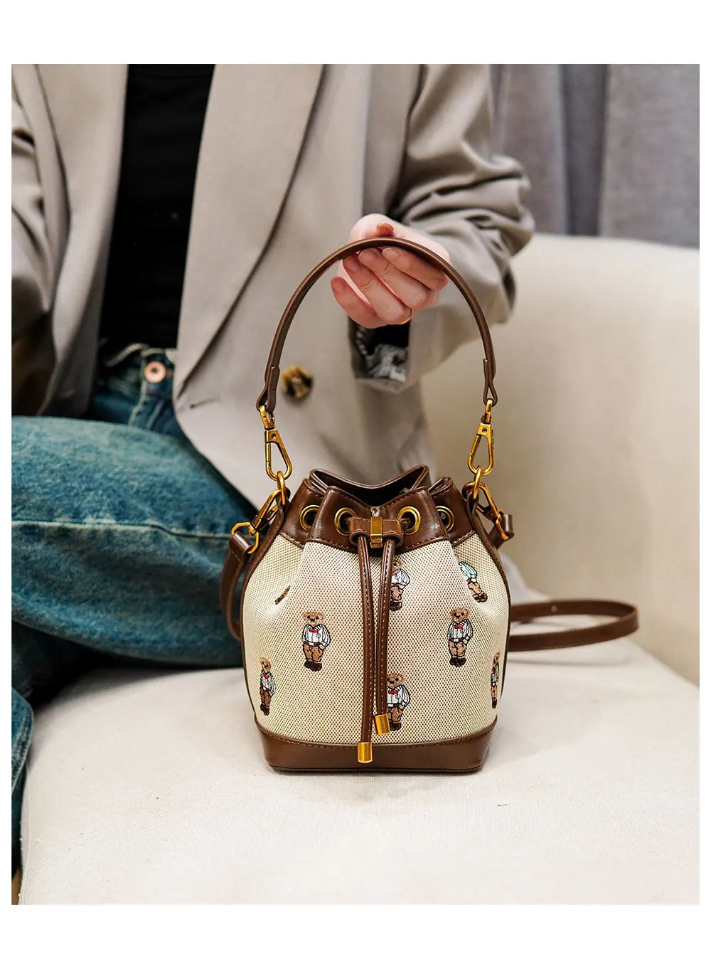 2026 Women's Large Capacity Crossbody Bag Fashion Spring Shoulder Bag Cartoon Bucket Bag Handheld Women's Bag Bags for Woman